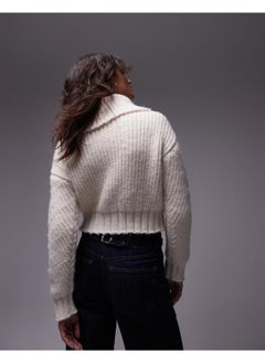 TOPSHOP Knitted Chunky Cable Collar Cardigan  - Image 2