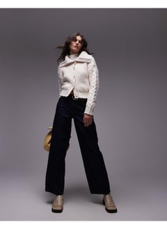 TOPSHOP Knitted Chunky Cable Collar Cardigan  - Image 4