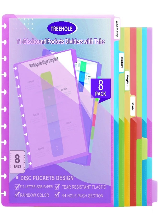 Treehole 11 -Discbound Pocket Divider with 8 Tabs, Letter Size Tul Notbook Divider Folder Dis Planner Inserts for for Document Discbound System, Office Home School (8) - Image 1