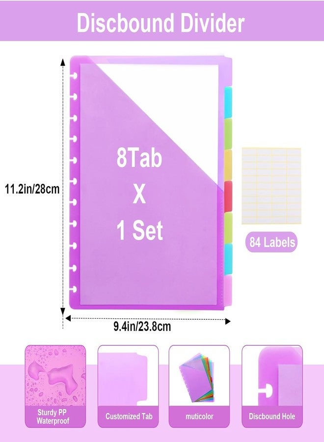 Treehole 11 -Discbound Pocket Divider with 8 Tabs, Letter Size Tul Notbook Divider Folder Dis Planner Inserts for for Document Discbound System, Office Home School (8) - Image 2