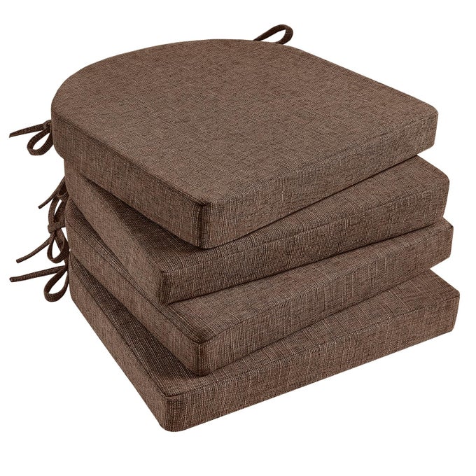 Chair Cushions for Dining Chairs 4 Pack Kitchen Chair Cushions with Ties and Non Slip Backing 16 x 16 inches Chair Pads for Dining Chairs Brown