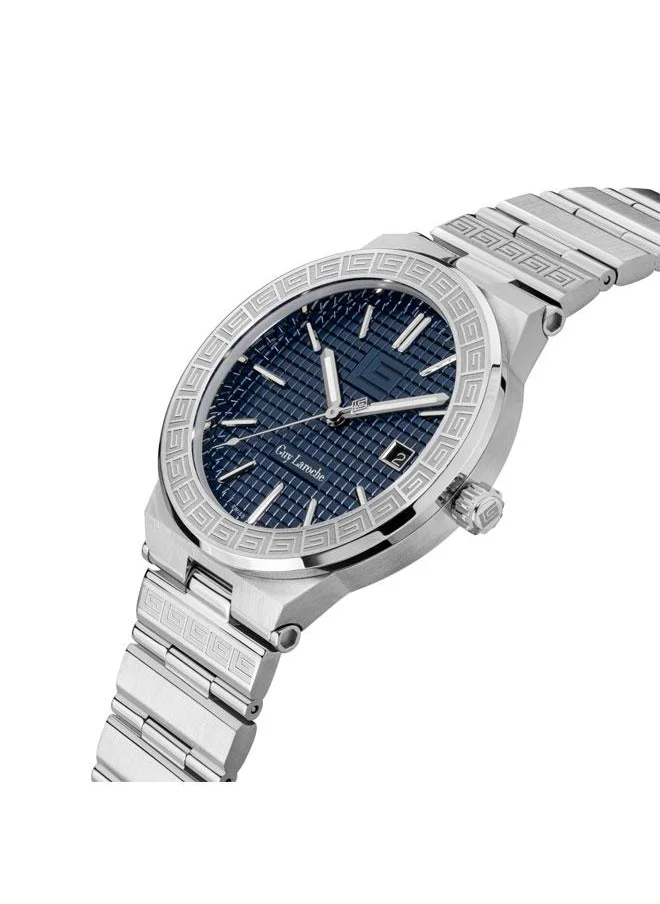 Guy Laroche Sacha 42mm Men's Analog Swiss Watch with Silver Stainless Steel Bracelet