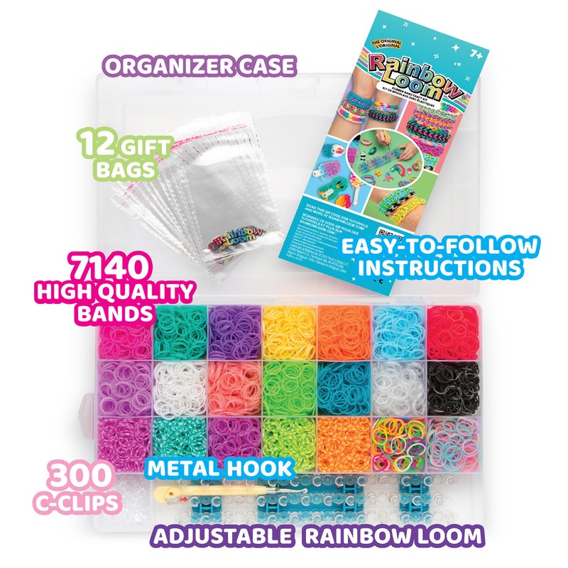 Rainbow Loom MEGA Combo Set, Features 7000+ Colorful Rubber Bands, 2 Step-by-Step Bracelet Instructions, Organizer Case, Great Gift for Kids 7+ DIY Craft, STEAM - Image 4