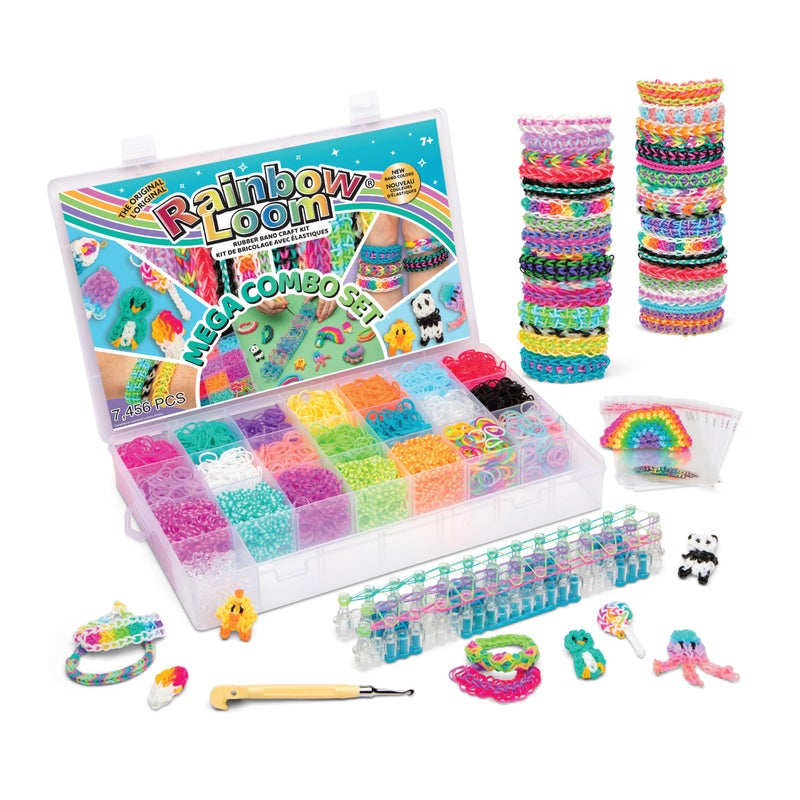 Rainbow Loom MEGA Combo Set, Features 7000+ Colorful Rubber Bands, 2 Step-by-Step Bracelet Instructions, Organizer Case, Great Gift for Kids 7+ DIY Craft, STEAM - Image 1