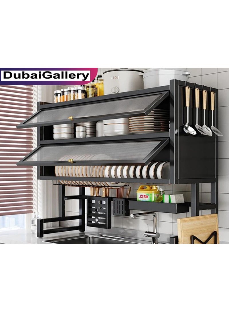 DubaiGallery Organized Home 3 Tier Stainless Steel Length Expandable Kitchen Dish Rack Dish Drying Rack Over Sink Adjustable Large Dish Rack Drainer for Kitchen Organizer Storage Space Saver - Image 2