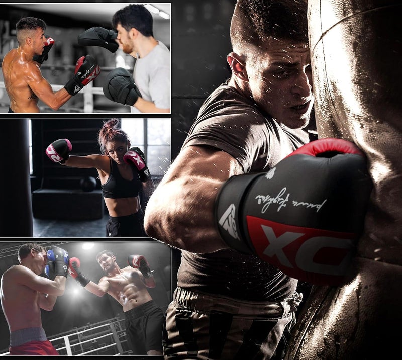RDX Boxing Gloves - Maya Hide Leather Training Gloves for Muay Thai, Kickboxing, Sparring, and Home Gym -10 OZ |Red/Black (BGR-F4R-10OZ) - Image 4