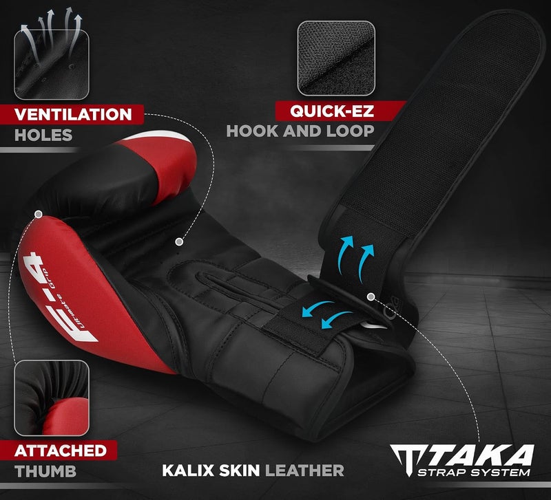 RDX Boxing Gloves - Maya Hide Leather Training Gloves for Muay Thai, Kickboxing, Sparring, and Home Gym -10 OZ |Red/Black (BGR-F4R-10OZ) - Image 2