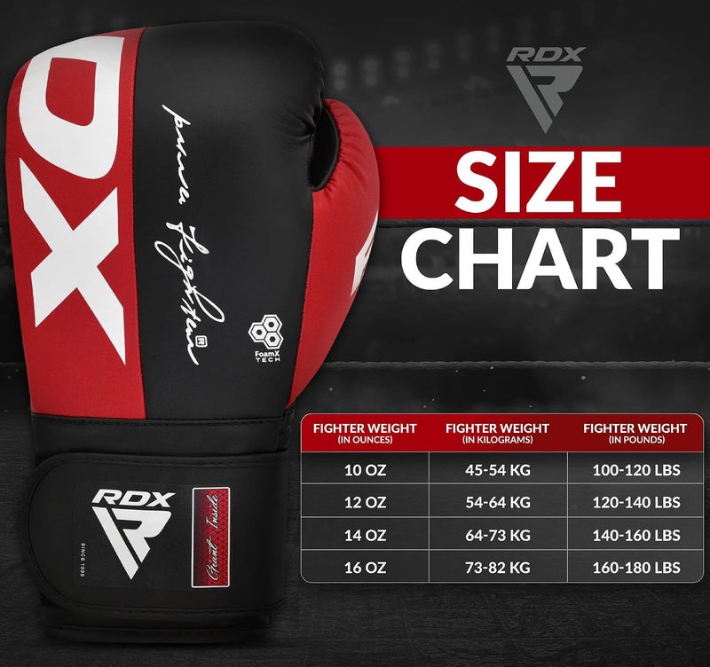 RDX Boxing Gloves - Maya Hide Leather Training Gloves for Muay Thai, Kickboxing, Sparring, and Home Gym -10 OZ |Red/Black (BGR-F4R-10OZ) - Image 5