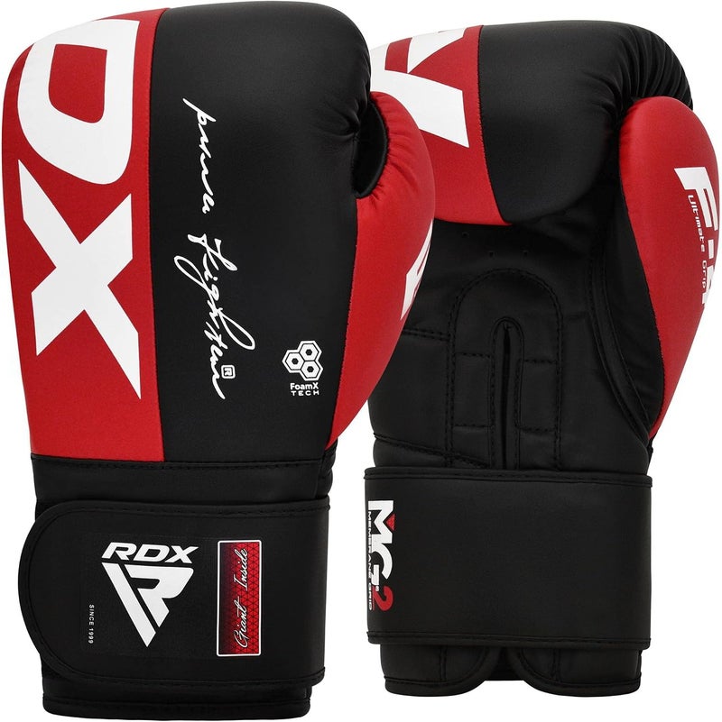 RDX Boxing Gloves - Maya Hide Leather Training Gloves for Muay Thai, Kickboxing, Sparring, and Home Gym -10 OZ |Red/Black (BGR-F4R-10OZ) - Image 1
