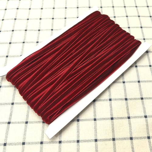 Chenkou Craft Dark Red 25 Yards 1/4" Velvet Ribbon Lots Bulk (Dark red, 1/4"(6mm)) - Image 3