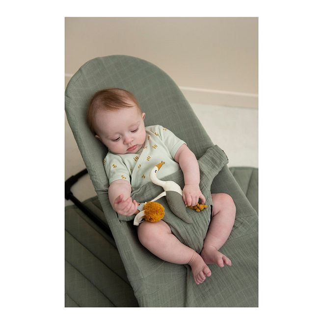 Trixie Organic Cotton Knitted Heron Pram Toy with Rattle for Newborns, 15x15 cm, Eco-friendly Recycled Filling - Image 3