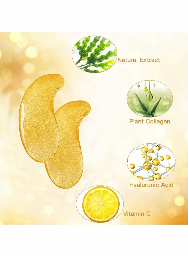 24K Gold Under Eye Treatment Masks,Natural Gel Collagen Under Eye Patches, Eye Mask for Dark Circles, Remove Eye Bags & Puffy Eyes, Anti-Wrinkle, Hydrating, Soothing.  20 Pairs - Image 3