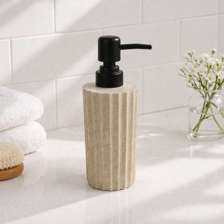 Pan Home Florence Polyresin Soap Dispenser 8x8x18cm - Beige - 211HEL9900823 - Image 1
