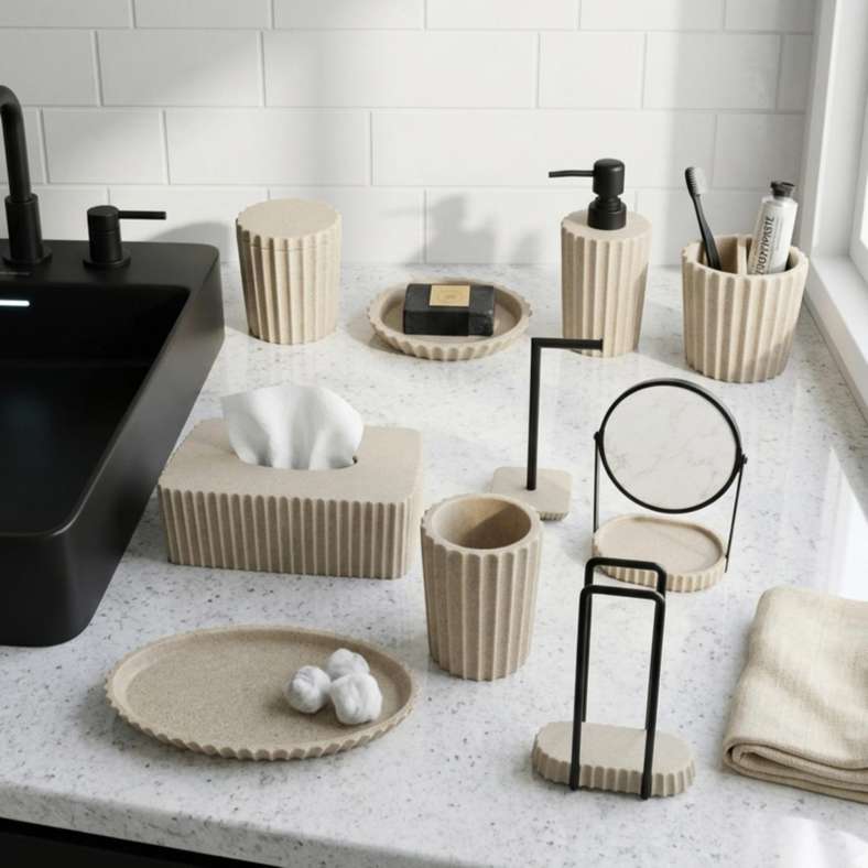 Pan Home Florence Polyresin Soap Dispenser 8x8x18cm - Beige - 211HEL9900823 - Image 2