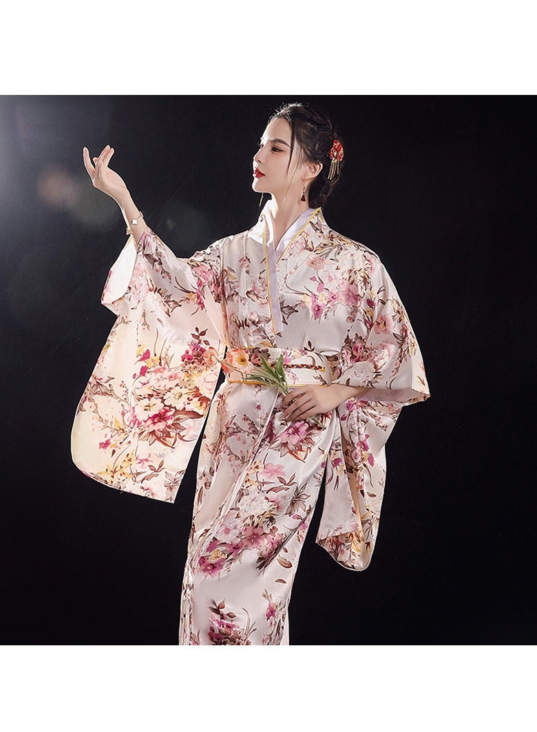 Loquat New Japanese Kimono, Japanese Traditional Clothing for Nightgown, Bathrobe, Home Clothes, Ethnic Style Stage Performance Clothes(Does not include fan) - Image 2