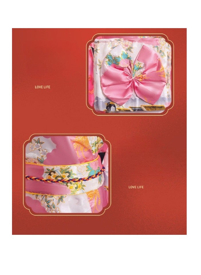 Loquat New Japanese Kimono, Japanese Traditional Clothing for Nightgown, Bathrobe, Home Clothes, Ethnic Style Stage Performance Clothes(Does not include fan) - Image 4