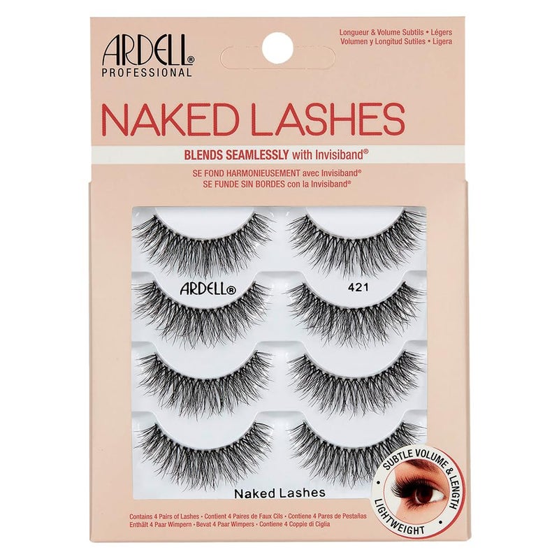 Ardell Naked Strip Lashes 421 â€“ Natural-Looking, Long-Lasting False Eyelashes with Invisiband for Seamless Blend, 4 Pairs, 1-Pack - Image 1