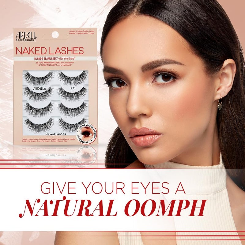 Ardell Naked Strip Lashes 421 â€“ Natural-Looking, Long-Lasting False Eyelashes with Invisiband for Seamless Blend, 4 Pairs, 1-Pack - Image 3