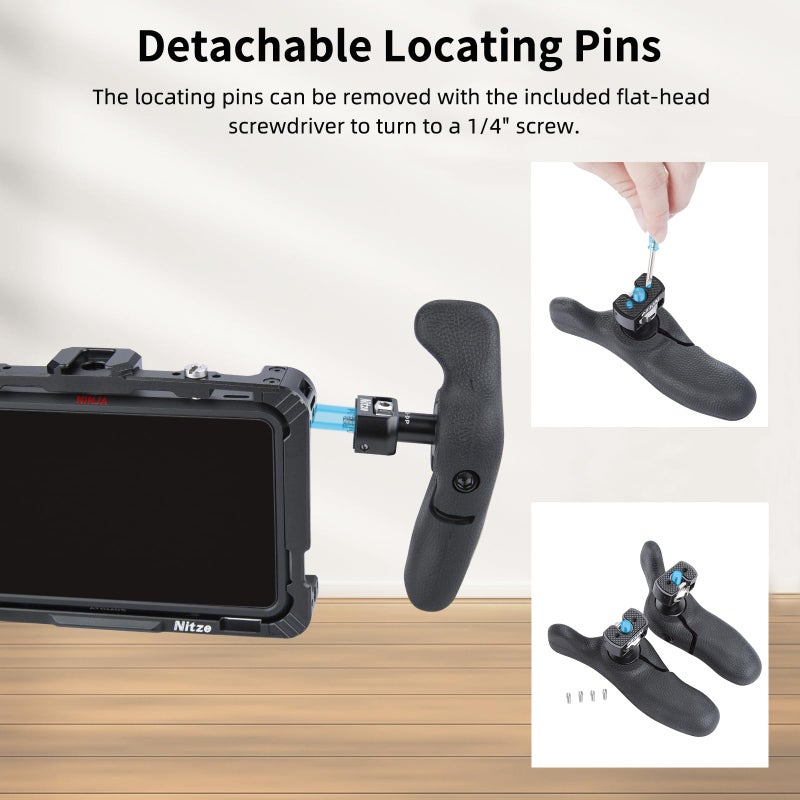 Nitze Side Handle Kit with 1/4" Screw and Detachable Locating Pins, 360Â° Adjustable Left and Right Side Handles for Smartphone/iPad/Monitor/Camera Cages - PA32D - Image 4