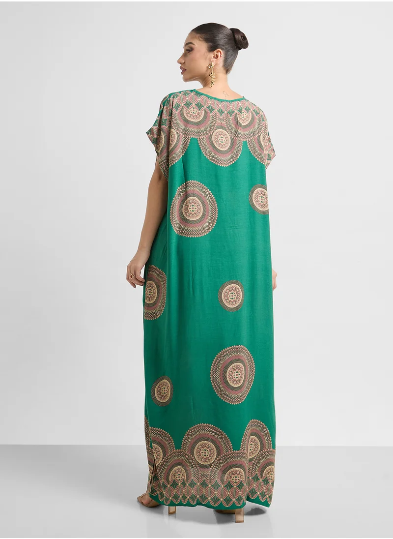 Khizana Printed Night Kaftan