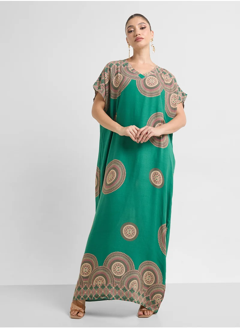 Khizana Printed Night Kaftan
