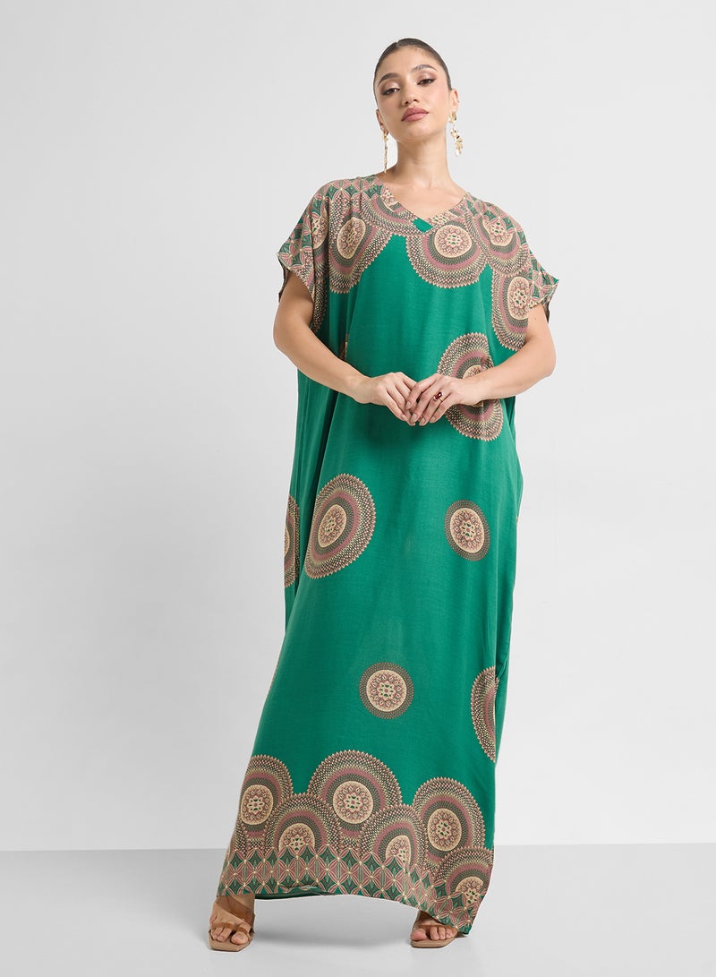 Khizana Printed Night Kaftan  - Image 1