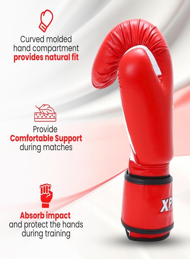 XPEED Leather Boxing Gloves | Sparring Gloves for Boxing, MMA, Kickboxing, Muay Thai, Excellent Impact Resistance for Men & Women | Reinforced Moulded Foam Padding | Contest Boxing Glove (12oz, Red) - Image 5
