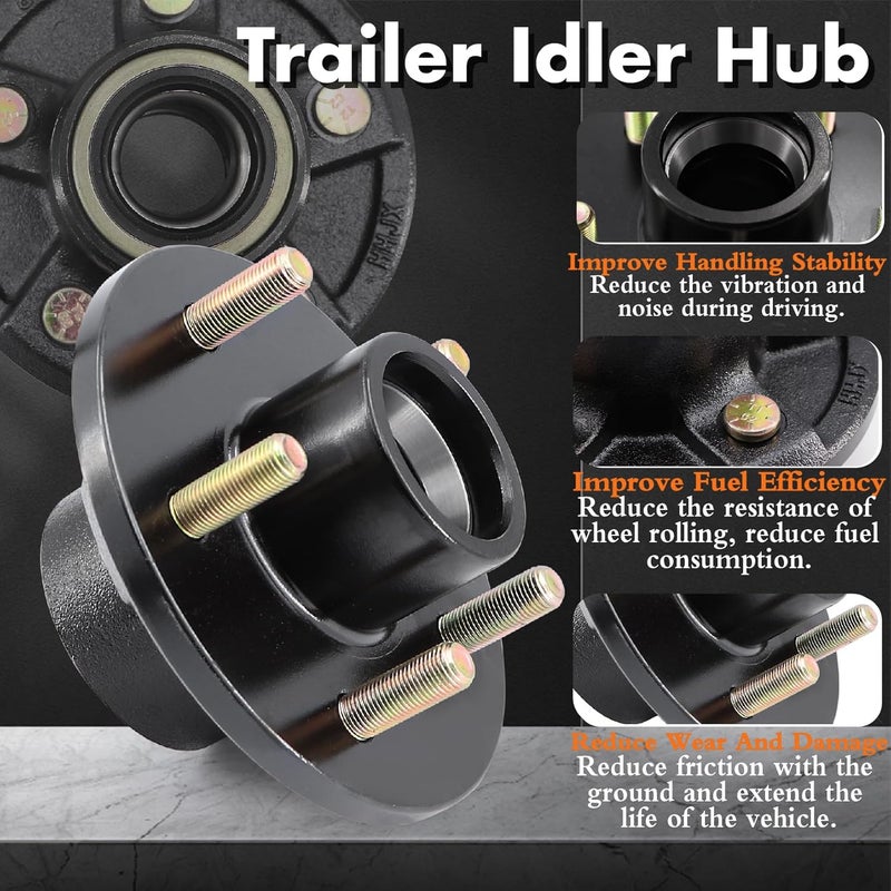 Taxutor 2 Sets Trailer Hub Kits 5 Lug 4.5 with L44649 Bearings for 3500 lb Trailers - Image 2