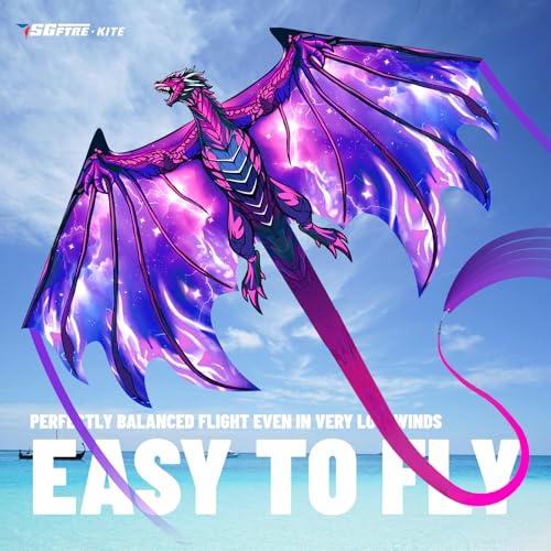 SGftre Complete Kite with Handle Line AccessoriesEasy to Fly for Kids Adults Perfect for Beach Park Family Outdoor Activities Speed Dragon Purple 1 - Image 3