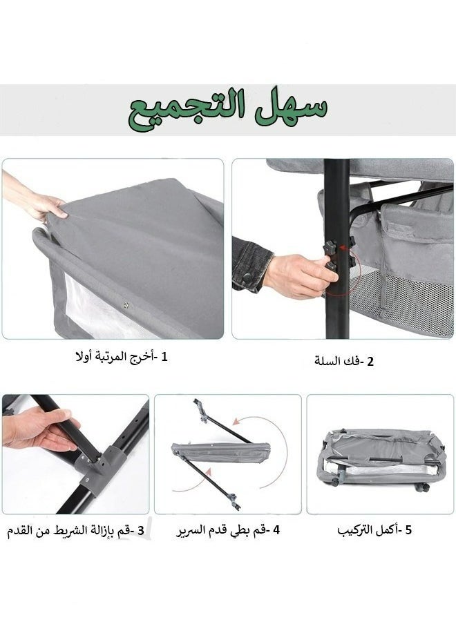 ULHYC 3 in 1 Portable Foldable Baby Travel Bed with Adjustable Height, Breathable Mesh and Mattress  - Image 4