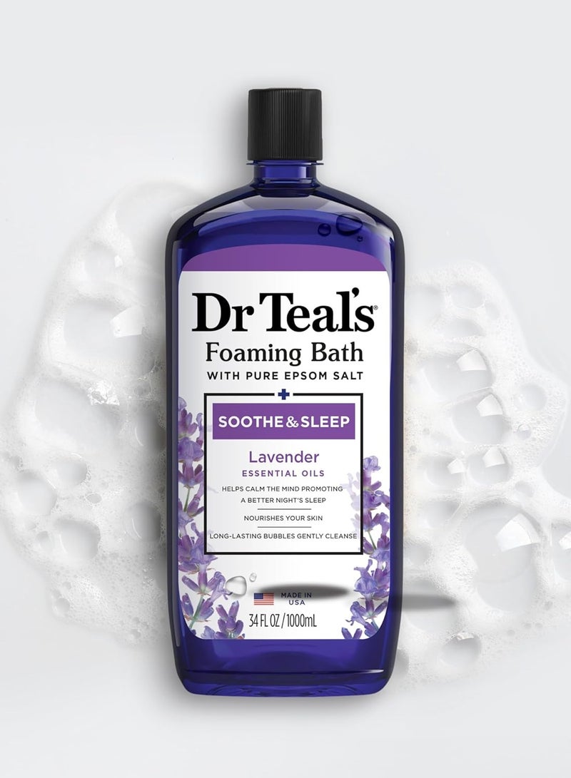 Dr Teal's Dr Teal's Pure Epsom Magnesium Salt Soak and Foaming Bath, Soothe & Sleep with Lavender Essential Oils, Duo Pack - Image 2