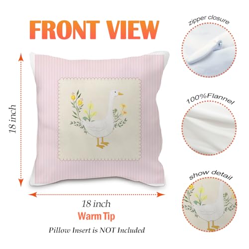 Nvotell Goose Pillow Covers 18x18, Baby Girl Nursery Decor, Vintage Pink Striped Goose Decorative Throw Pillow Covers Pillowcase for Baby Girl Nursery Room Bedroom Decor, Set of 2 - Image 5