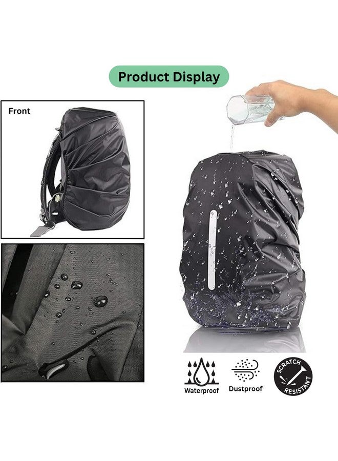 MUTMAIN Reflective Bag Cover Waterproof 40L to 50L Rain Cover for Backpack Hiking, Trekking, Camping, Dust Proof, Rubberized Material, Black (50l_blk_Reflect) - Image 2