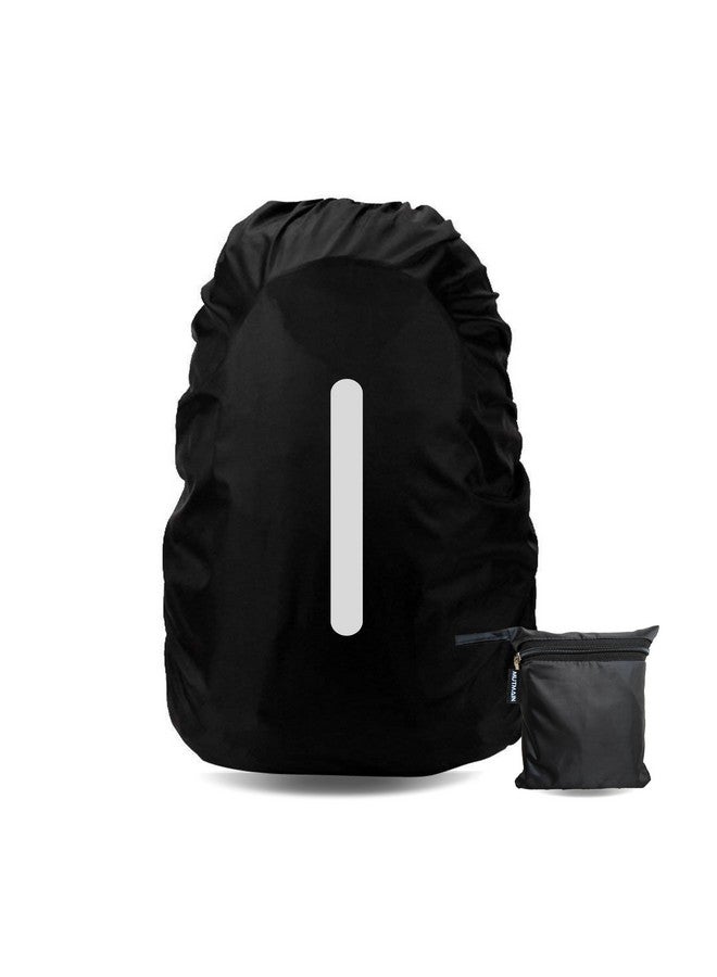 MUTMAIN Reflective Bag Cover Waterproof 40L to 50L Rain Cover for Backpack Hiking, Trekking, Camping, Dust Proof, Rubberized Material, Black (50l_blk_Reflect) - Image 1