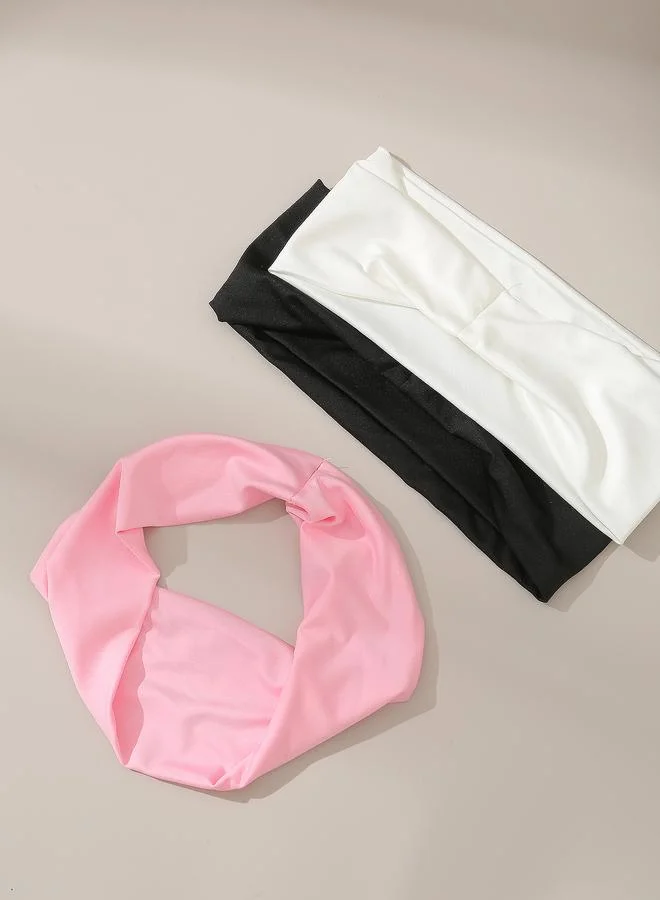 Take Two  Set of 3 - Plain Elasticated Headband for Women | Best Price UAE