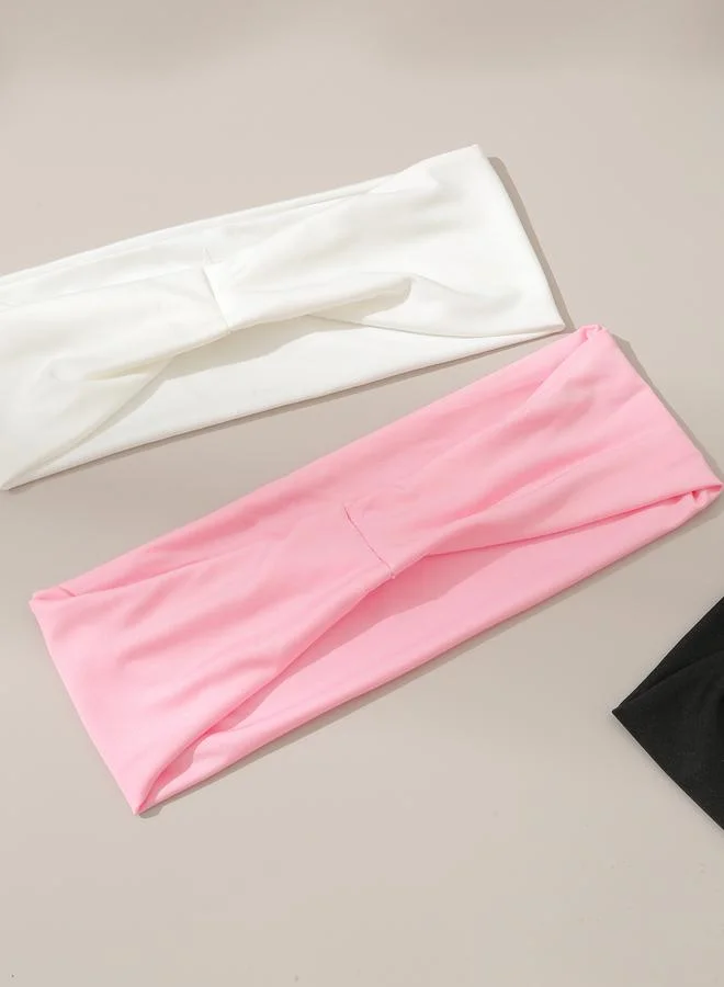 Take Two  Set of 3 - Plain Elasticated Headband for Women | Best Price UAE