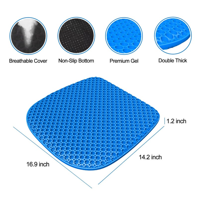 TONINT Large Gel Seat Cushion for Long Sitting with Non-Slip Cover,Soft & Breathable,Seat Cushion for Chair,Car,Office,Desk Chair,Wheelchair - Image 2