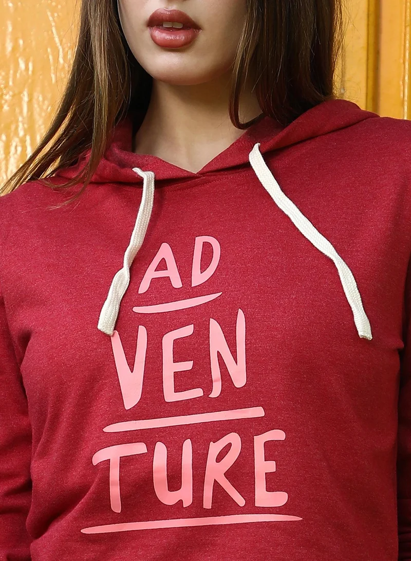 كامبوس سوترا Women's Rose Red Adventure Crop Hoodie