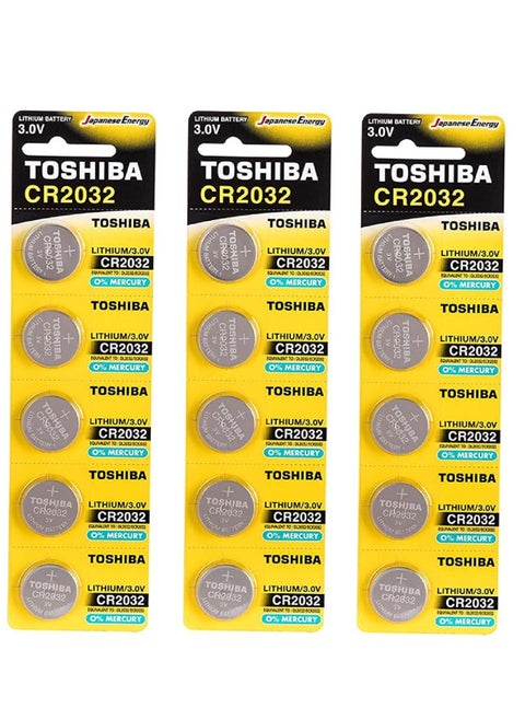 TOSHIBA CR2032 15 pcs Lithium Coin Cell Battery 3.0V