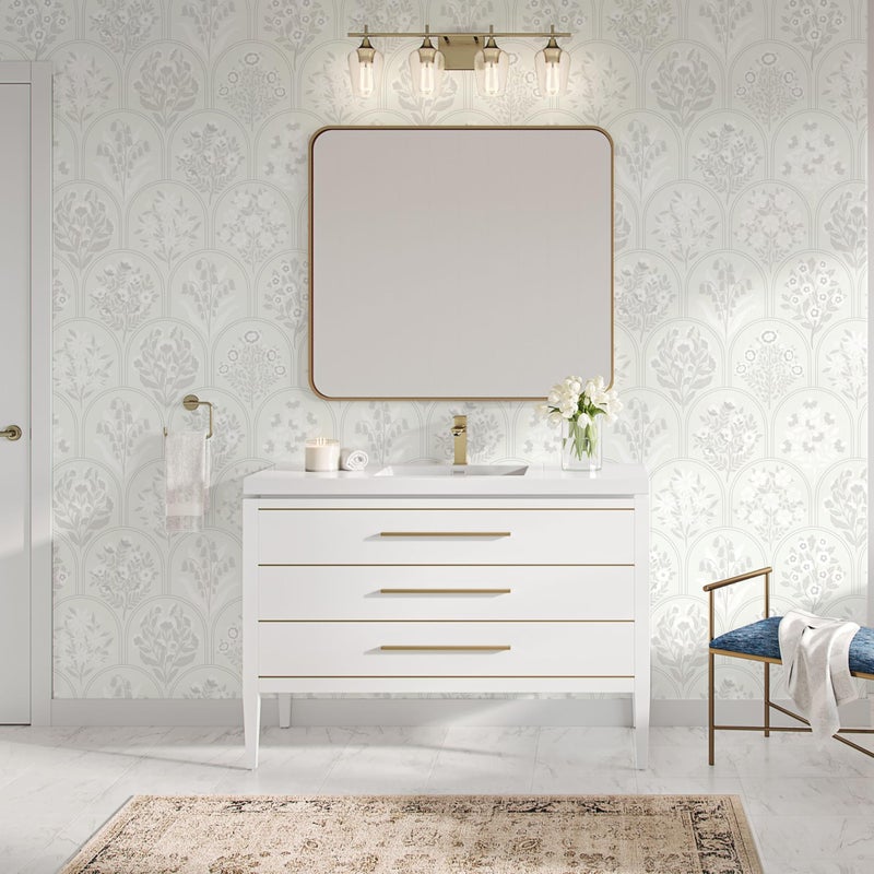 Guvana Boho Peel and Stick Wallpaper Modern Removable Self Adhesive Wall Paper for Bathroom Farmhouse Floral Wallpaper for Bedroom Grey and White Geometric Contact Paper Vinyl Rolls 78.7''x17.3'' - Image 5