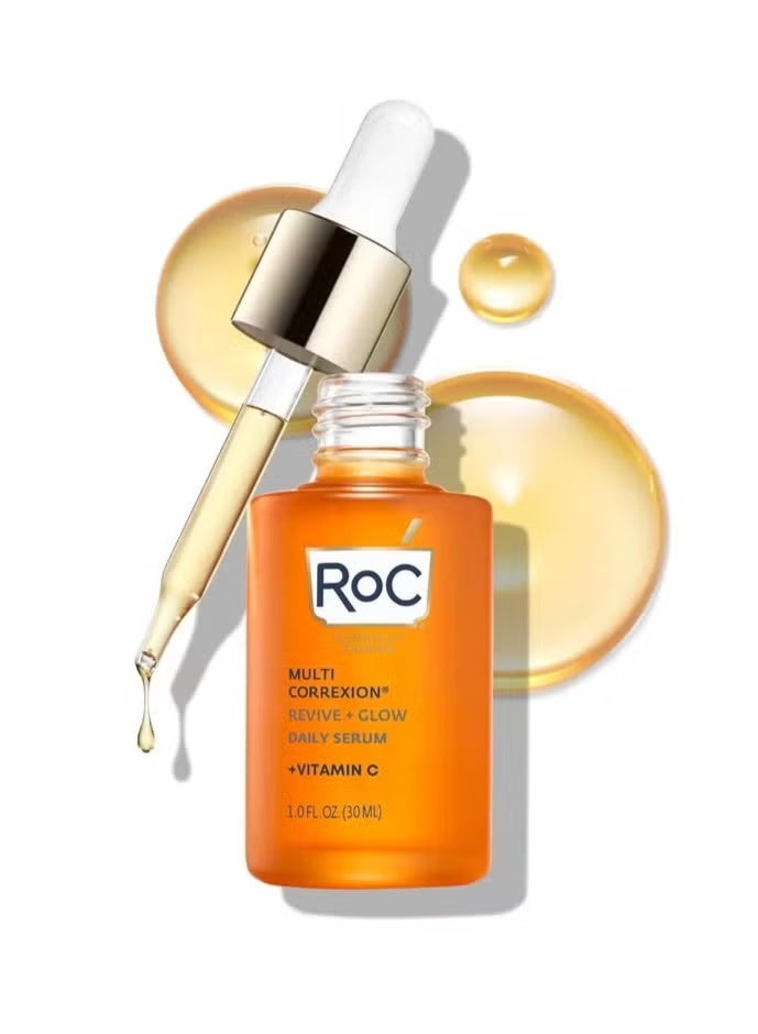 RoC Multi Correxion Revive + Glow 10% Active Vitamin C Serum for Face, Daily Anti-Aging Wrinkle and Skin Tone Skin Care Treatment, Brightening Serum, 1 Fluid Ounce - Image 1