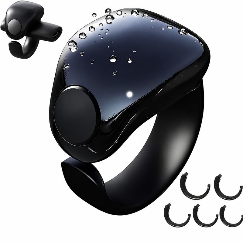 Smart Ring for Muslim Prayer, Silicone Stainless Steel, Black Gold, OLED Display, IPX67 Waterproof, 5 Interchangeable Sizes 16mm-24mm - Image 1
