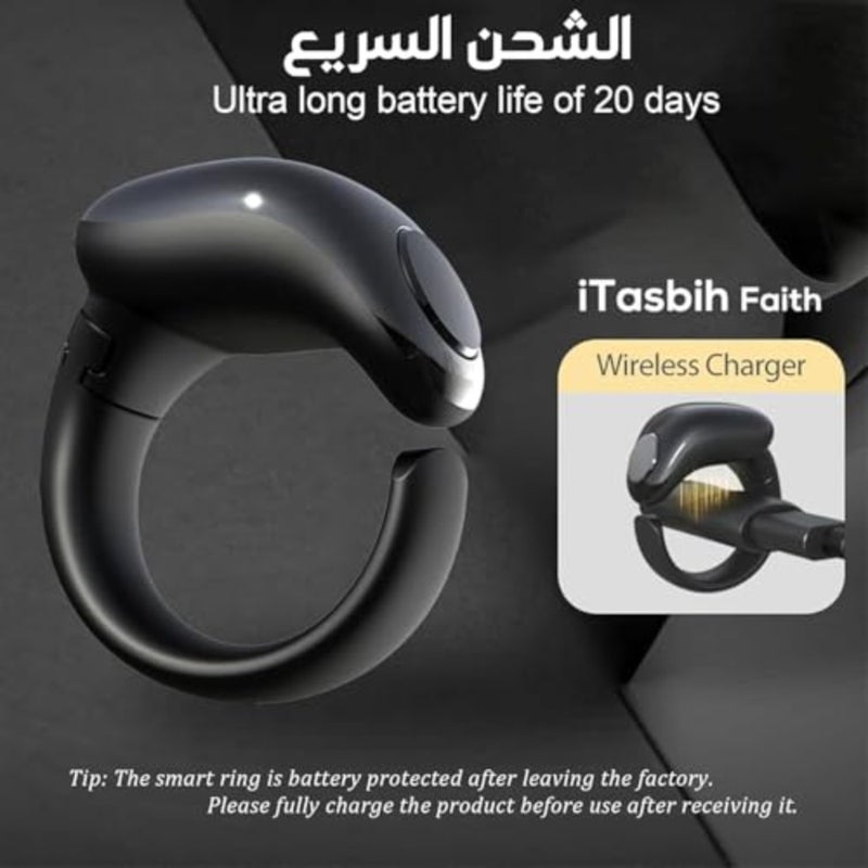 Smart Ring for Muslim Prayer, Silicone Stainless Steel, Black Gold, OLED Display, IPX67 Waterproof, 5 Interchangeable Sizes 16mm-24mm - Image 5