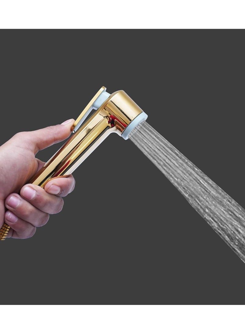 Toilet Bidet Spray Hand Held With Holder And Hose Stainless Steel, Size 120 Cm, Metallic Gold, D170610 - Image 3