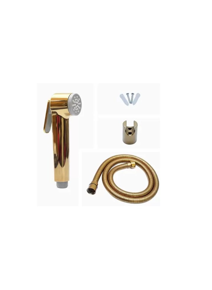 Toilet Bidet Spray Hand Held With Holder And Hose Stainless Steel, Size 120 Cm, Metallic Gold, D170610 - Image 1