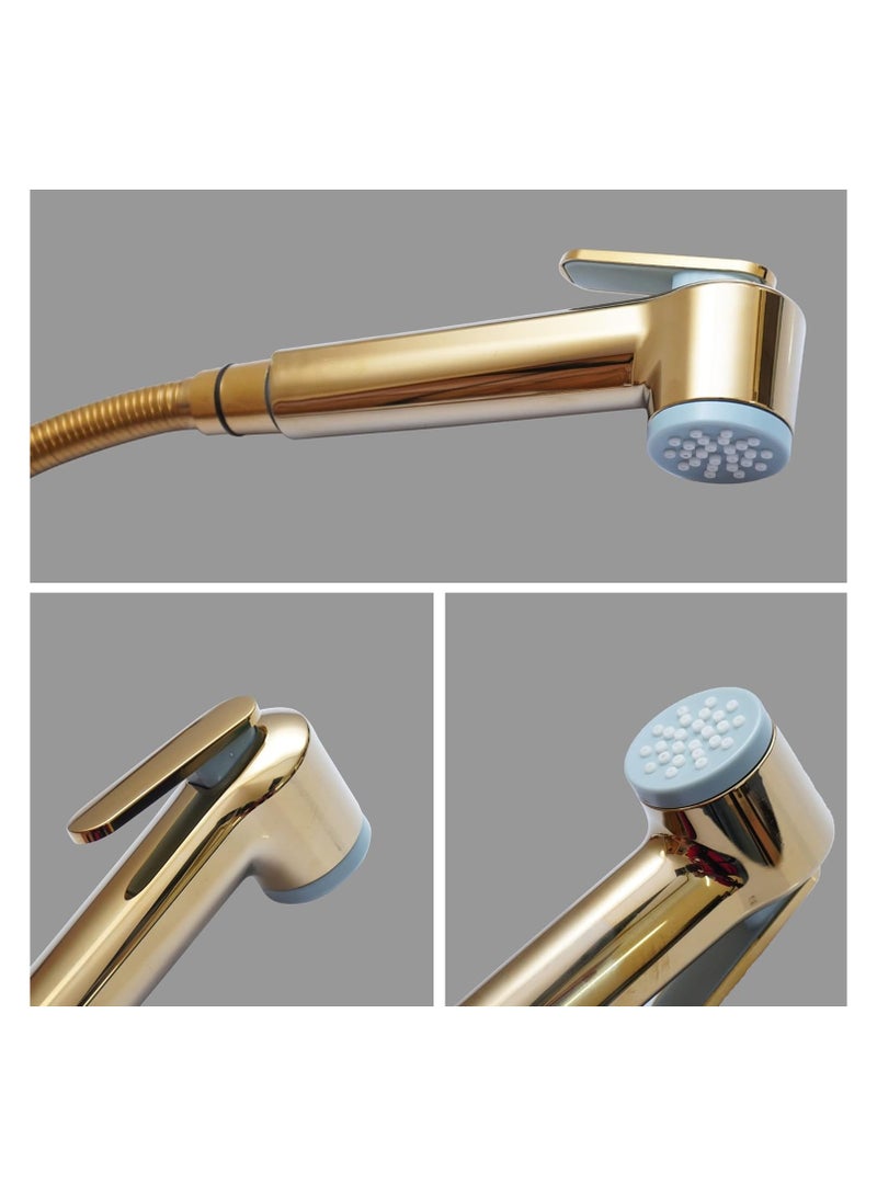 Toilet Bidet Spray Hand Held With Holder And Hose Stainless Steel, Size 120 Cm, Metallic Gold, D170610 - Image 2