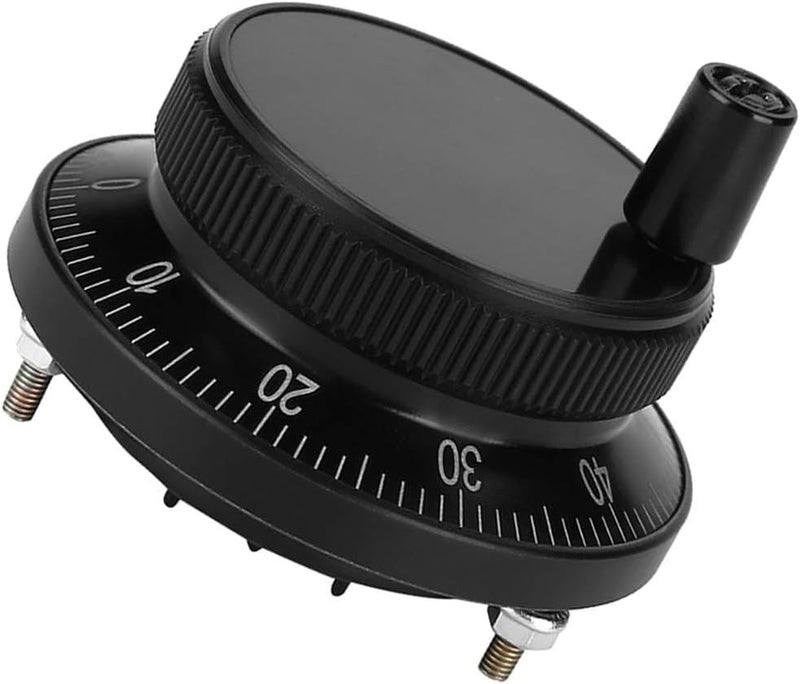 Jectse 5V 60MM Hand Wheel Pulse Encoder,CNC Mill Router Encoder,Knob Encoder,6MM Terminal Connection,100 Stop Positions,Smooth Rotation,for Manual Pulse Input Type CNC or Milling Machine(Black) - Image 2