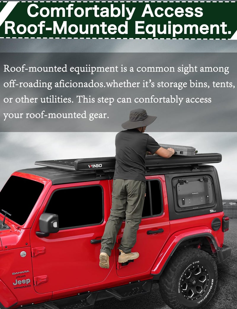 JROAD Wrangler Door Hinge Step for Jeep Wrangler 2007-2023 JK JKU JL JLU & Gladiator JT Door Hinge Foot Pegs Roof Step 1 Pack - Image 2