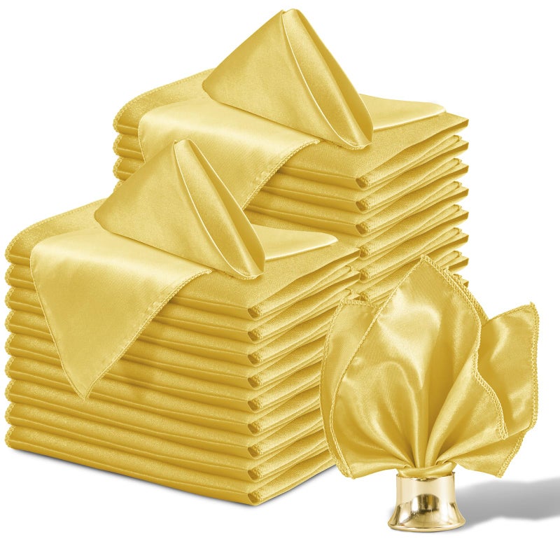 Aormenzy 25 Pack Gold Satin Napkins 12 x 12 Silky Square Napkins for Wedding Banquet Party Decoration - Image 2