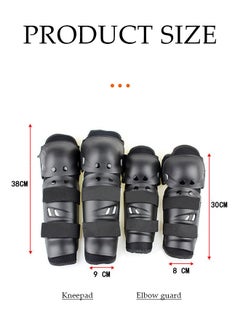 DUNISO 4 Pieces of Adjustable Motorcycle Knee And Elbow Guard Set, motorcycle protective equipment, anti collision, anti fall and wear resistant, suitable for motorcycle off road bicycles, black  - Image 2